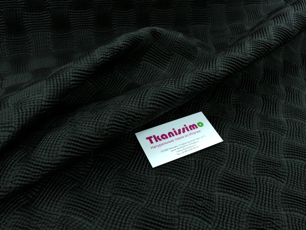 Курточная стеганая ткань под кожу, цвет Черный, фото 1