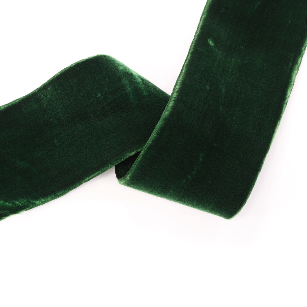 Бархатная лента с шелком , цвет Зеленый