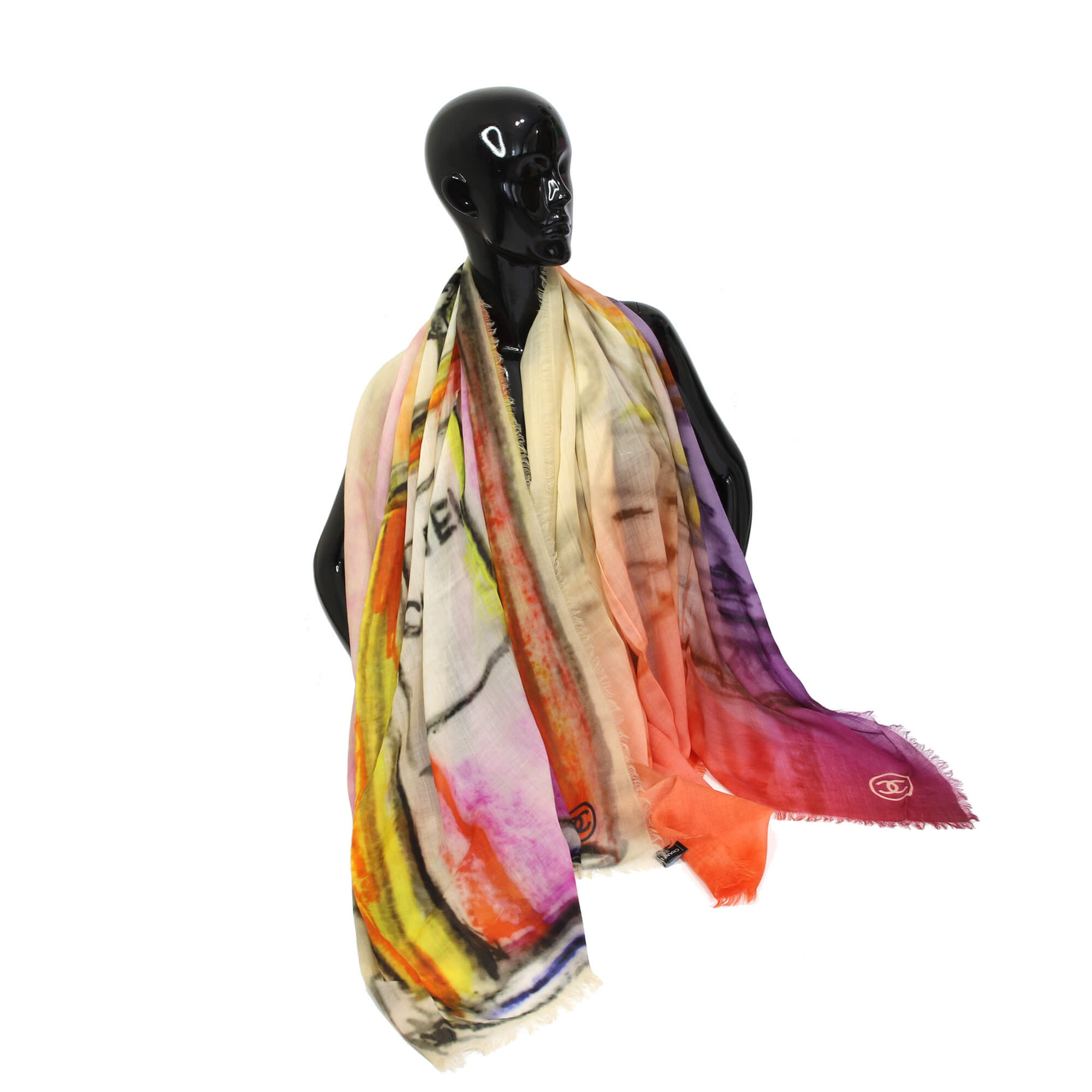 Кашемировый палантин Chanel 190х130 см, цвет Мультицвет, фото 1