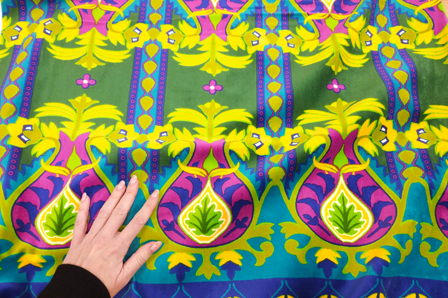 Хлопковый бархат Gucci КУПОН 1,5м, цвет Мультицвет, фото 1