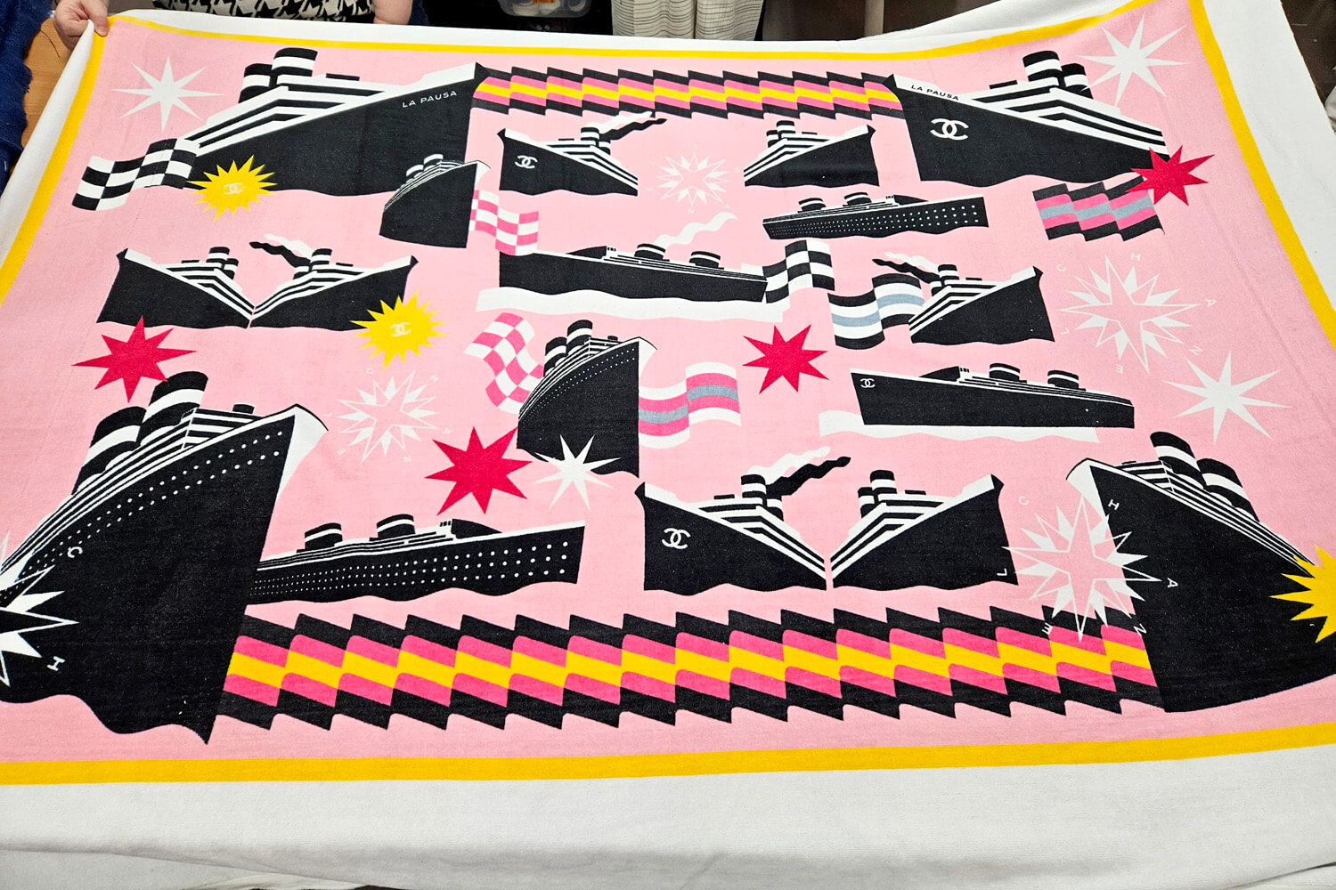 Пляжное полотенце  из хлопка купон 147Х186 см Chanel, цвет Розовый