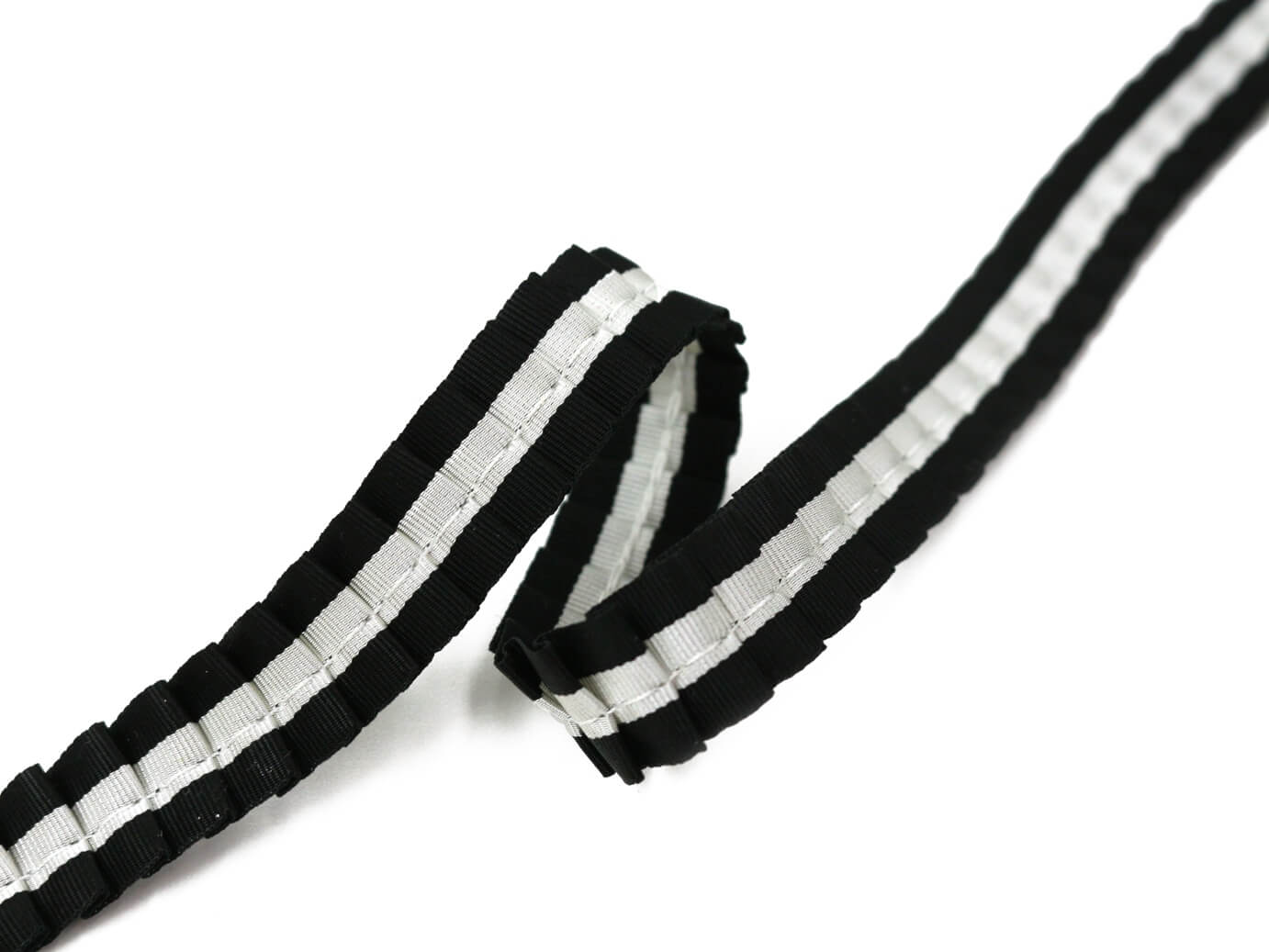 Репсовая лента застроченная 1,6 см, цвет Черно-белый