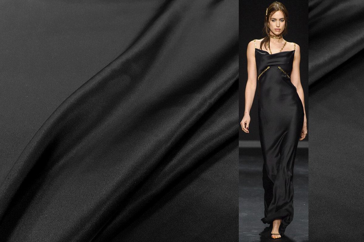 Шелковый сатин с эластаном Versace, цвет Черный