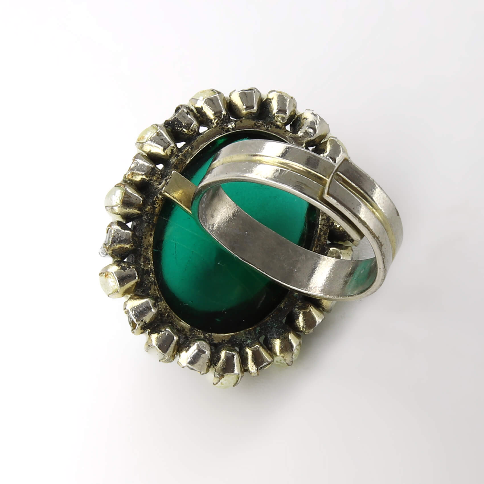 Винтажное кольцо размер 16,5-18 ВИДЕО, цвет Зеленый, фото 2