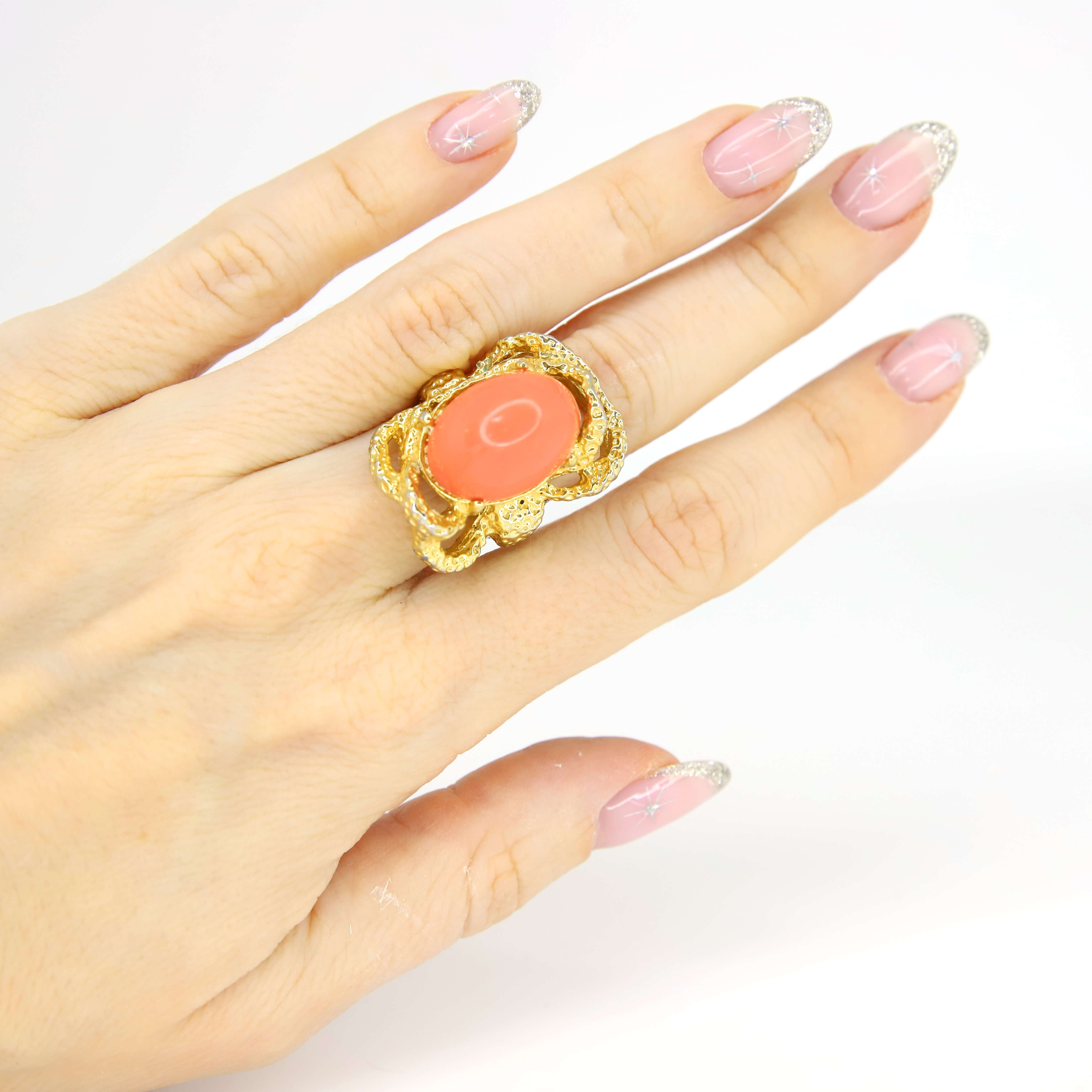 Винтажное кольцо Vogue размер 15,5-17,5, цвет Оранжевый, фото 1