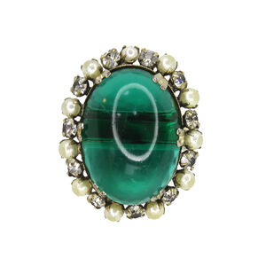 Винтажное кольцо размер 16,5-18 ВИДЕО, цвет Зеленый