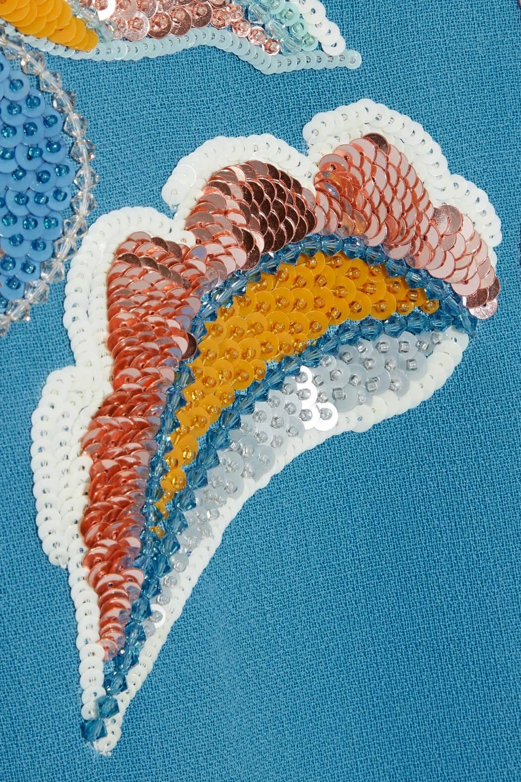 Ткань шерстяная креповая Pucci , цвет Синий, фото 2