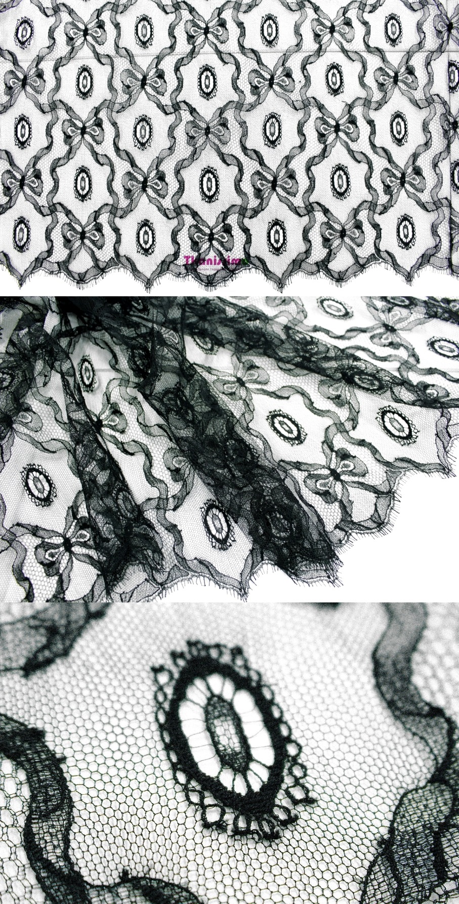 Кружевное полотно шантийи Франция, цвет Черный, фото 1