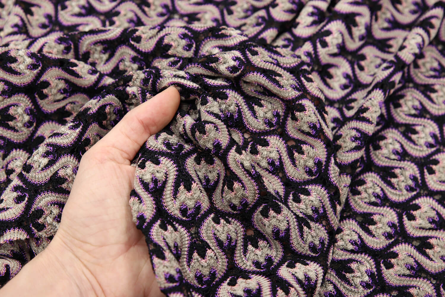 Ажурный шелковый трикотаж Missoni, цвет Фиолетовый, фото 1