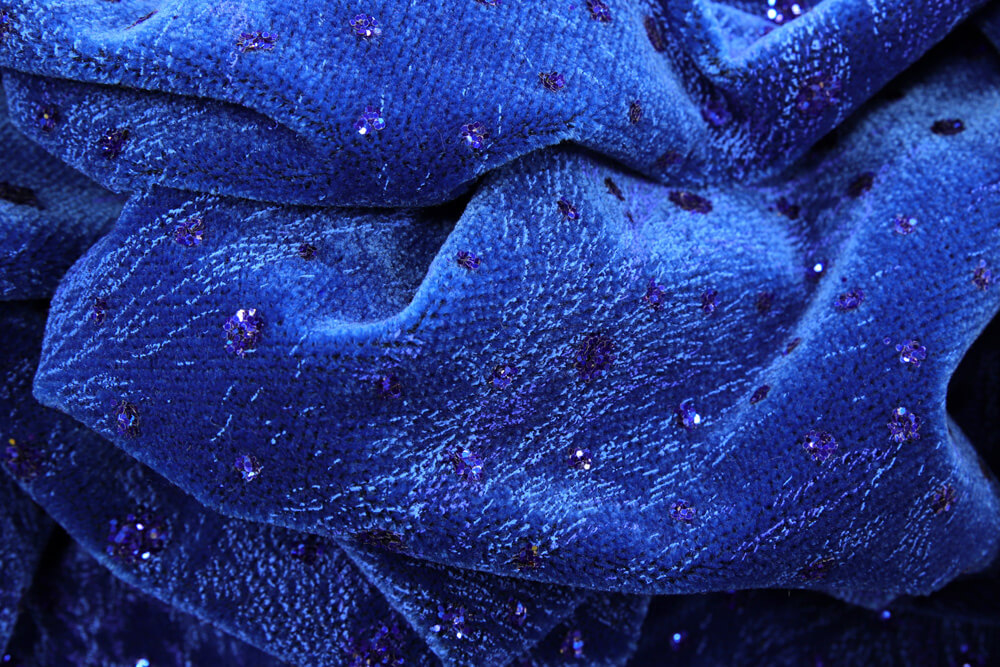 Французский жаккардовый бархат, цвет Синий, фото 1