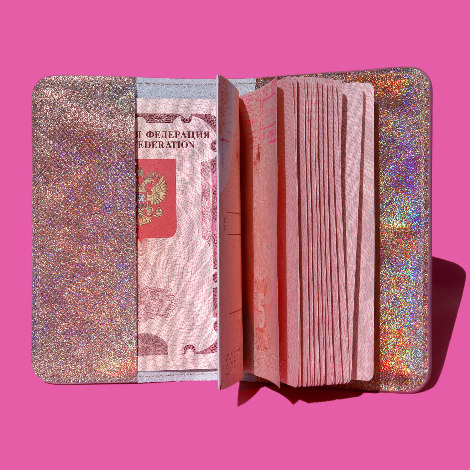 Голографическая обложка для паспорта, цвет Оранжевый, фото 2