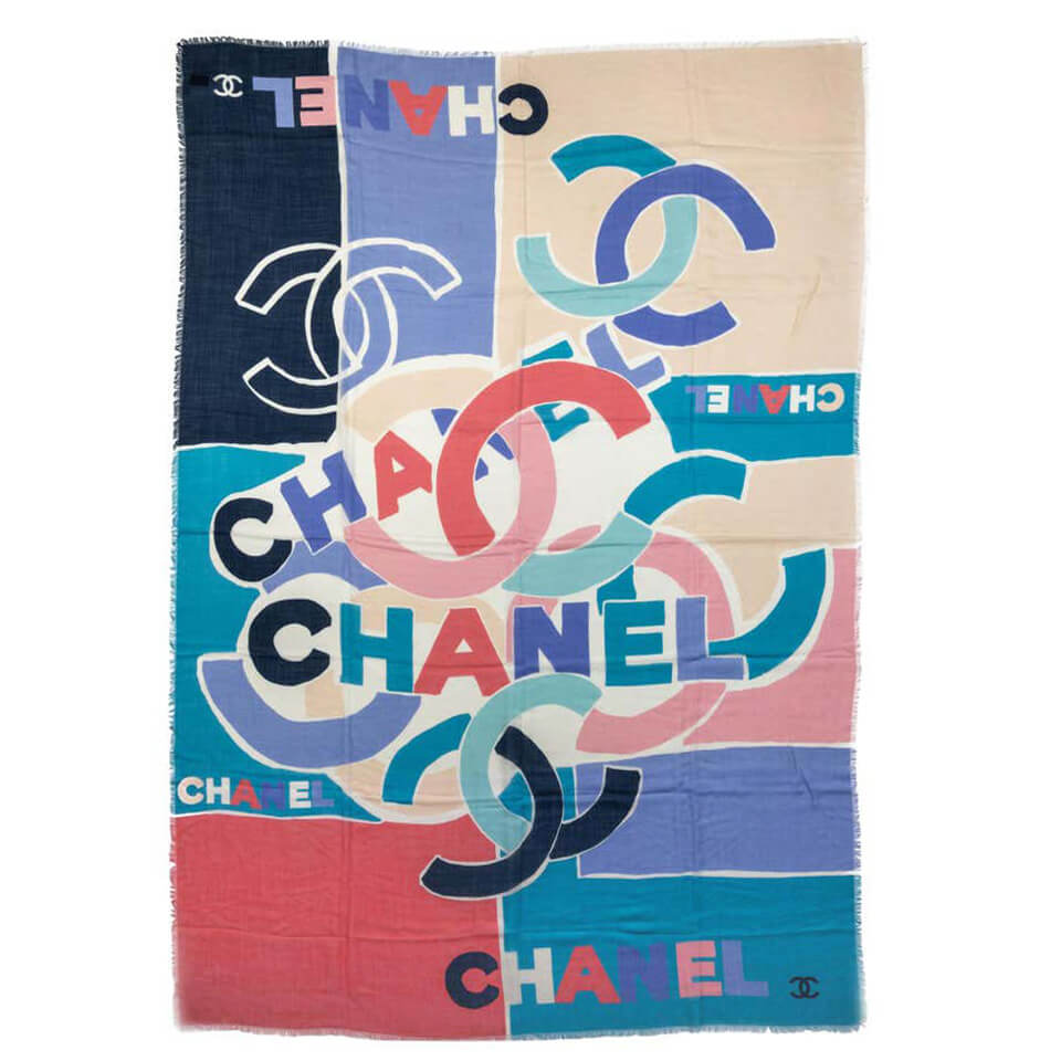 Кашемировый палантин Chanel 186х130 см, цвет Мультицвет