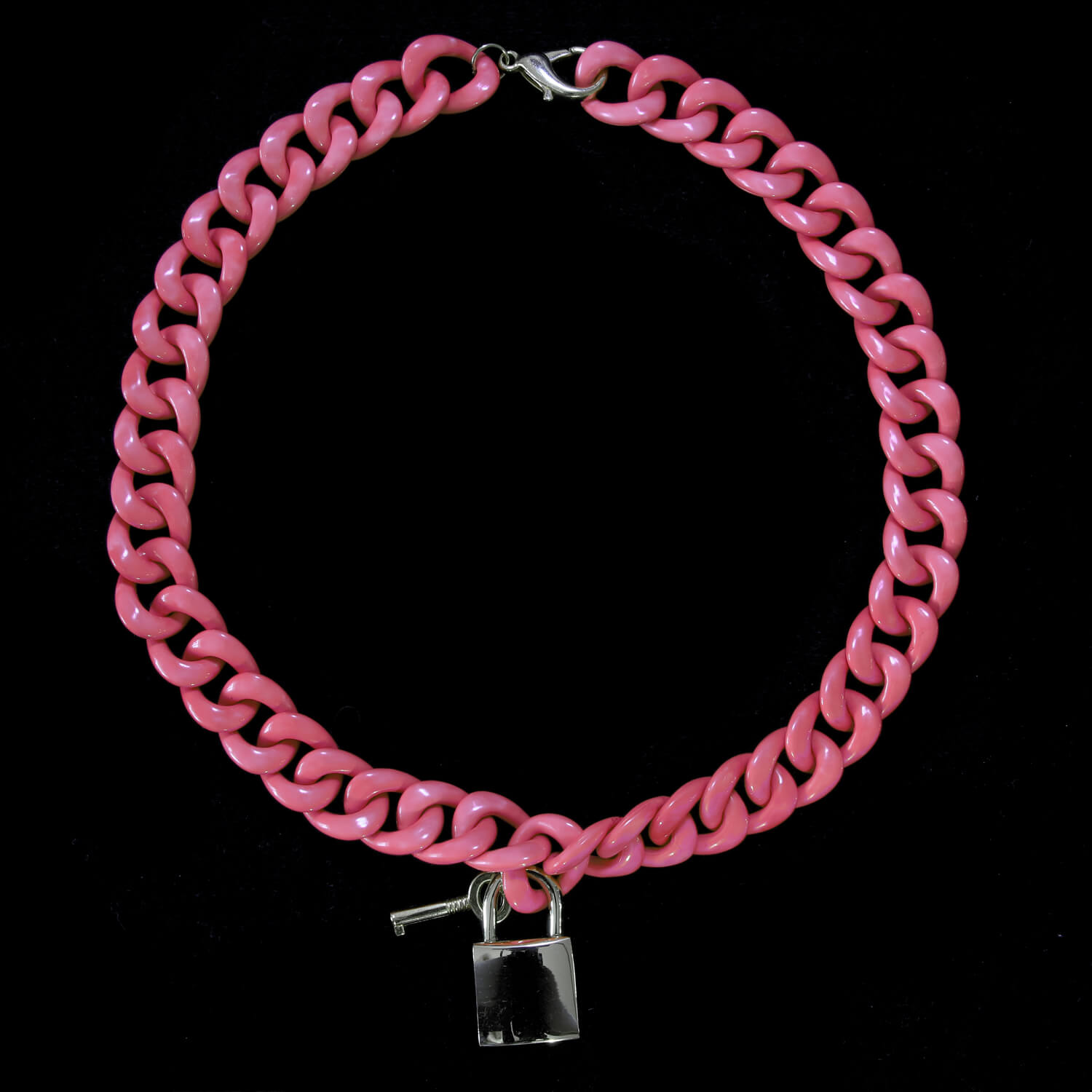 Колье цепь с замком 54 см, цвет Розовый