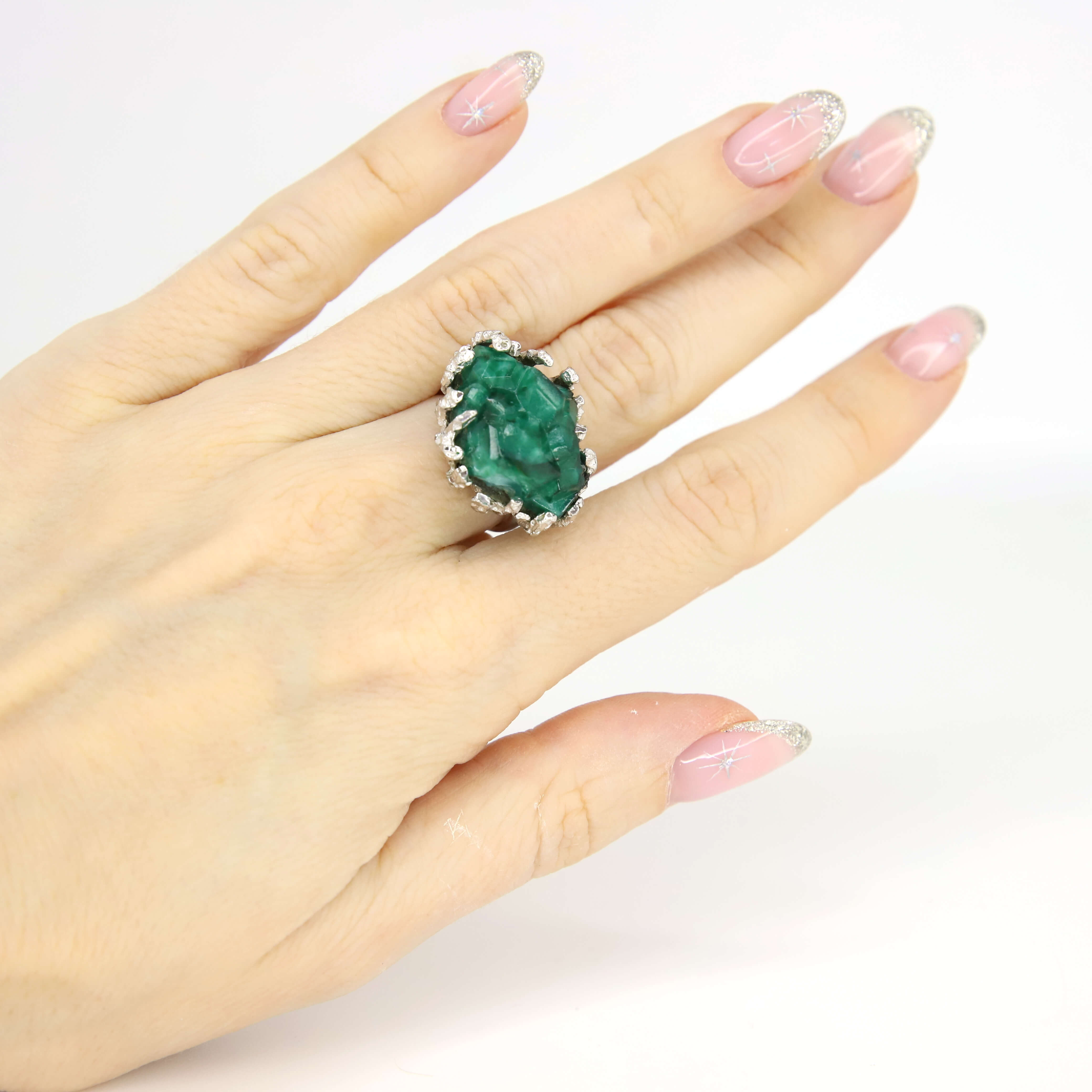 Кольцо 925 с кварцем размер 16,5, цвет Зеленый, фото 1
