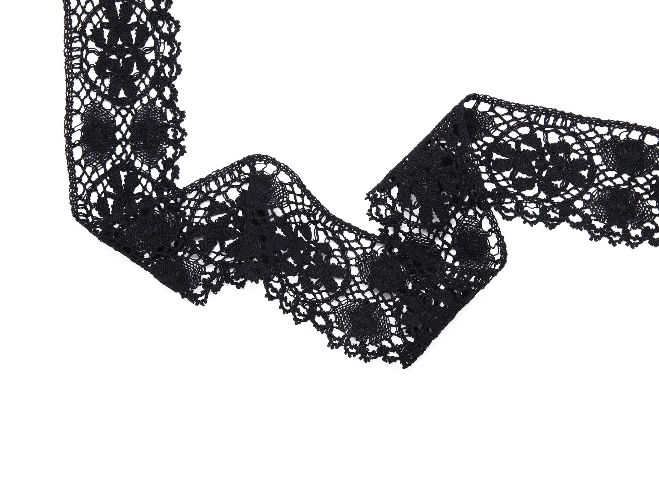 Кружево хлопковое отделочное с фестоном Cluny 5 см, цвет Черный, фото 1