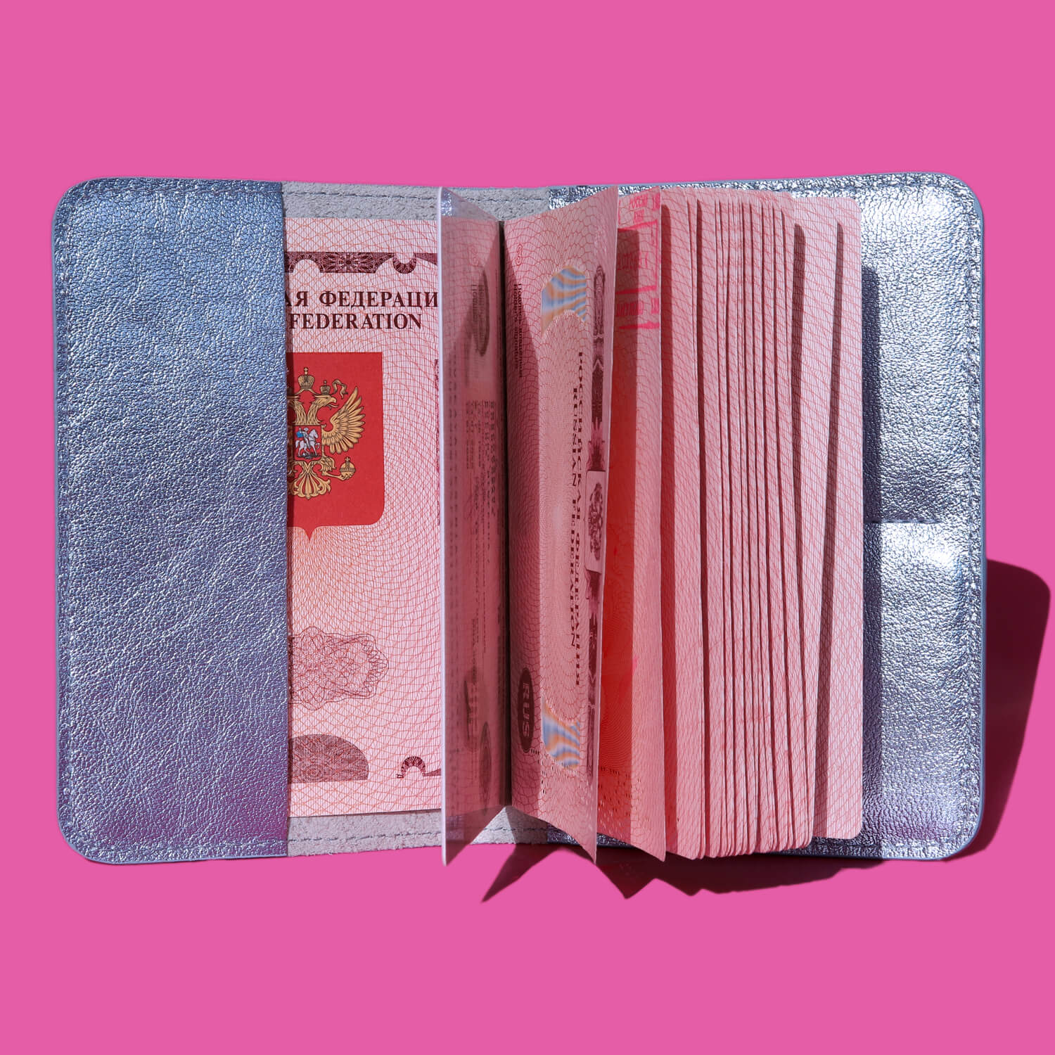 Металлизированная обложка для паспорта, цвет Голубой, фото 2