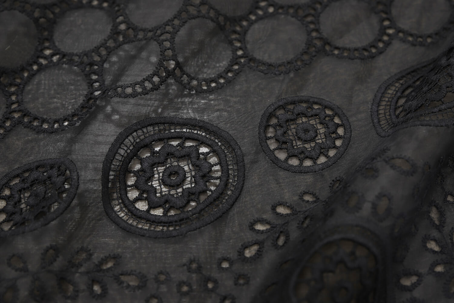 Органза шелковая с вышивкой Valentino, цвет Черный, фото 2