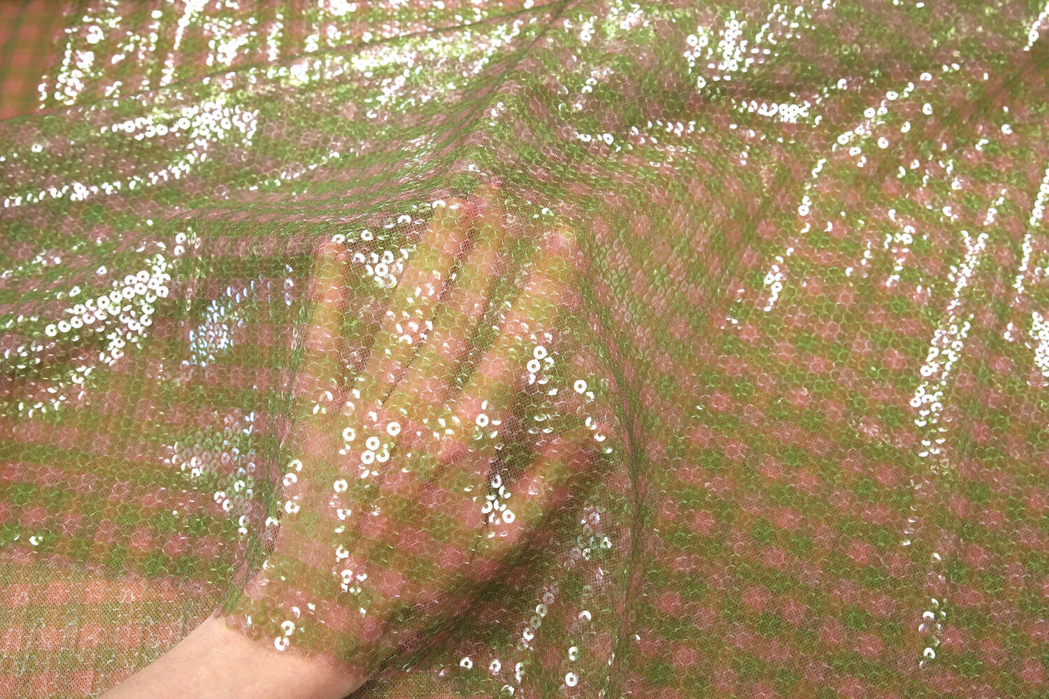 Пайетки на сетке Fendi, цвет Зеленый, фото 1