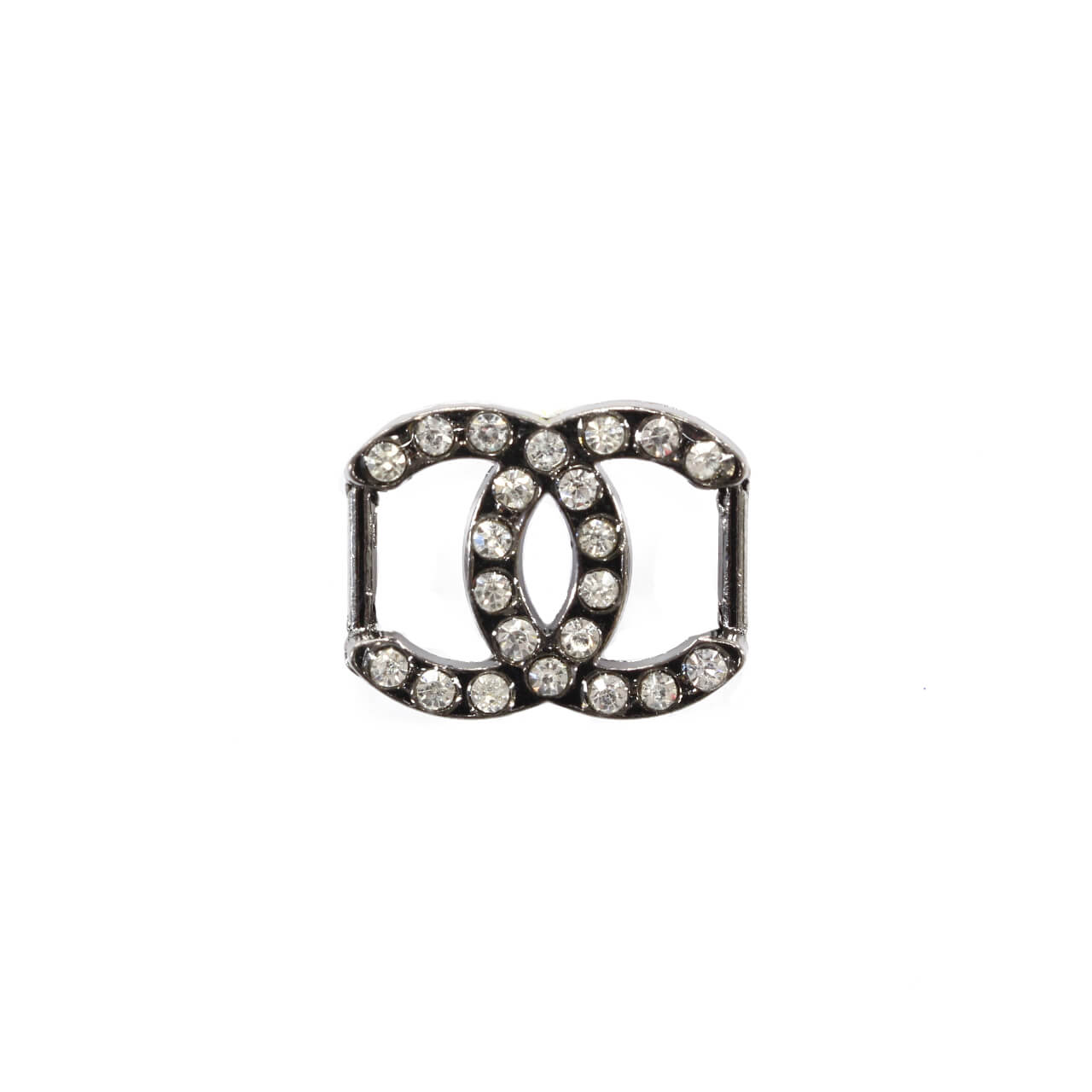 Пряжка шлёвка со стразами Chanel 2 см, цвет Серебро