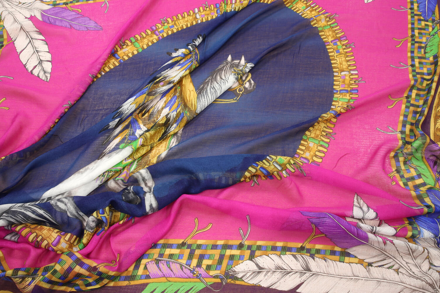 Шаль Versace Native American 135x135 см, цвет Розовый, фото 1