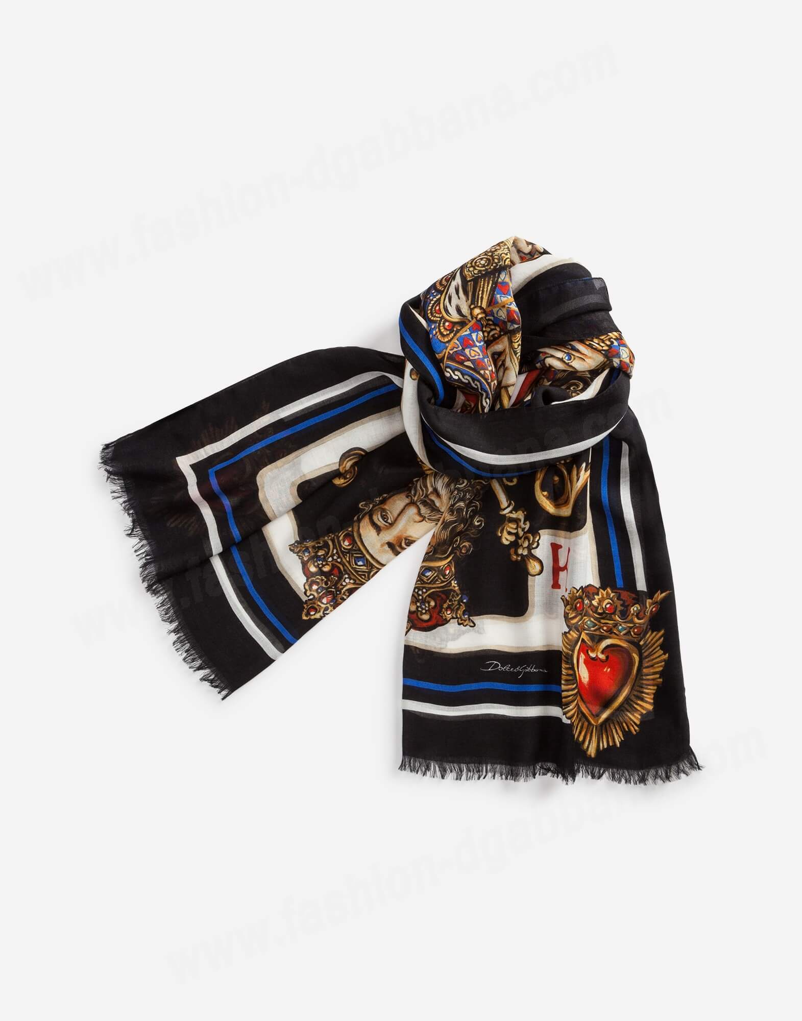 Шарф King of Hearts 65х175 Dolce Gabbana, цвет Черно-белый