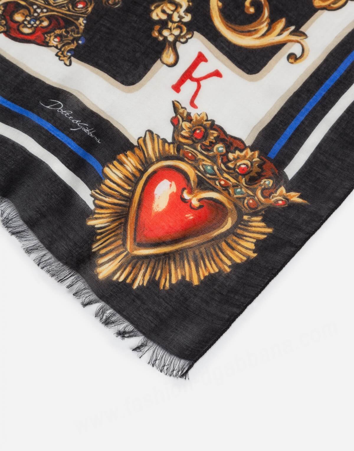 Шарф King of Hearts 136х175 Dolce Gabbana, цвет Черно-белый, фото 1