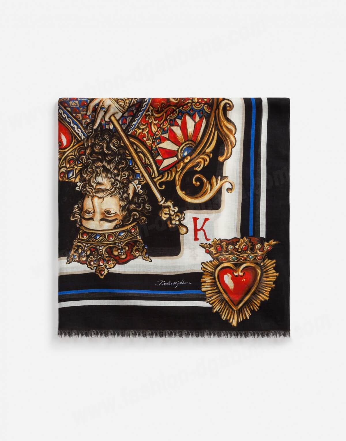 Шарф King of Hearts 136х175 Dolce Gabbana, цвет Черно-белый, фото 2