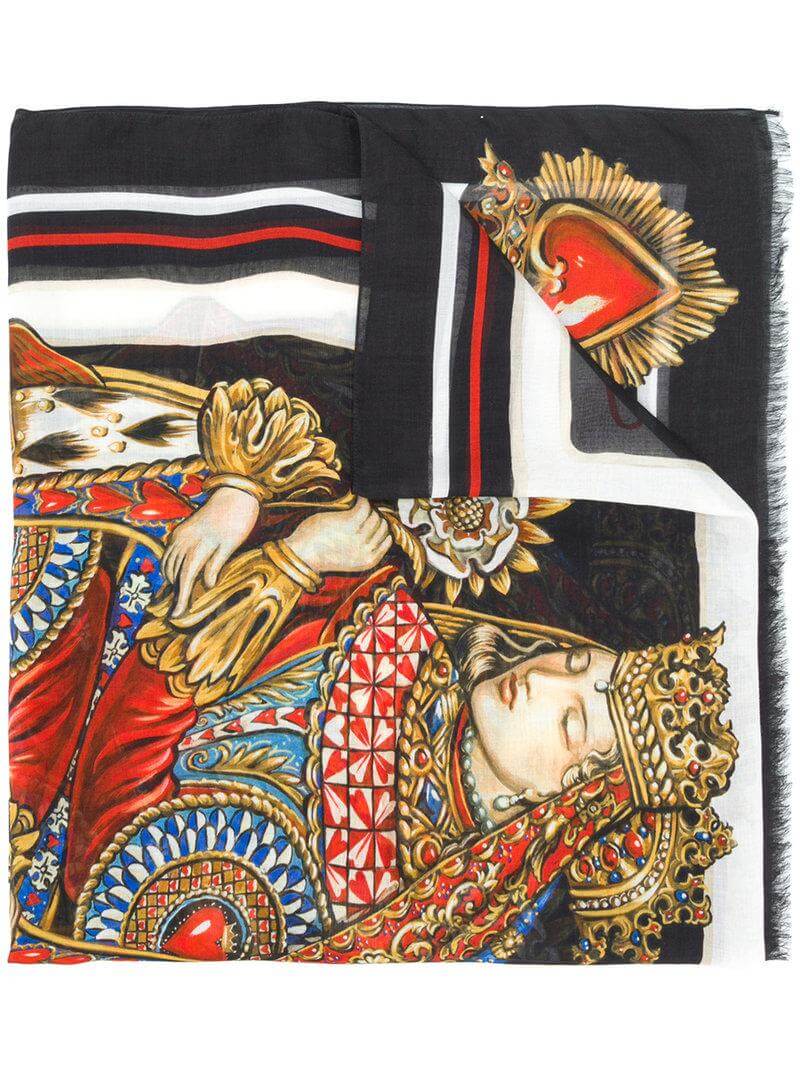 Шарф Queen of Hearts 136х175 Dolce Gabbana, цвет Черно-белый