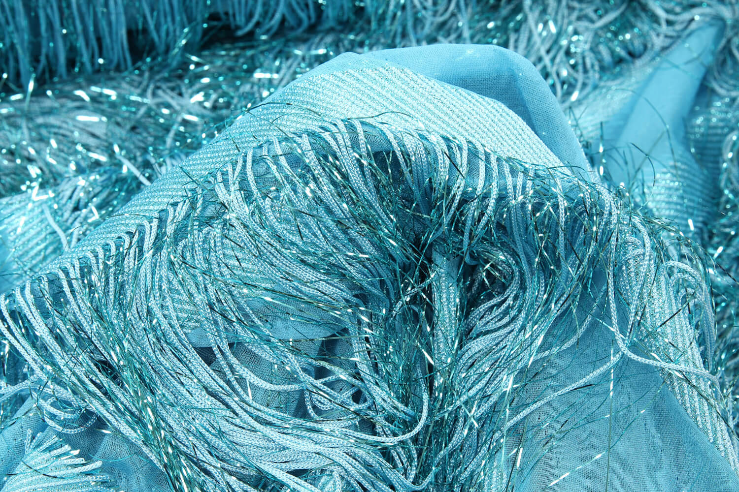 Шелк с люрексовой бахромой Gucci, цвет Голубой, фото 1