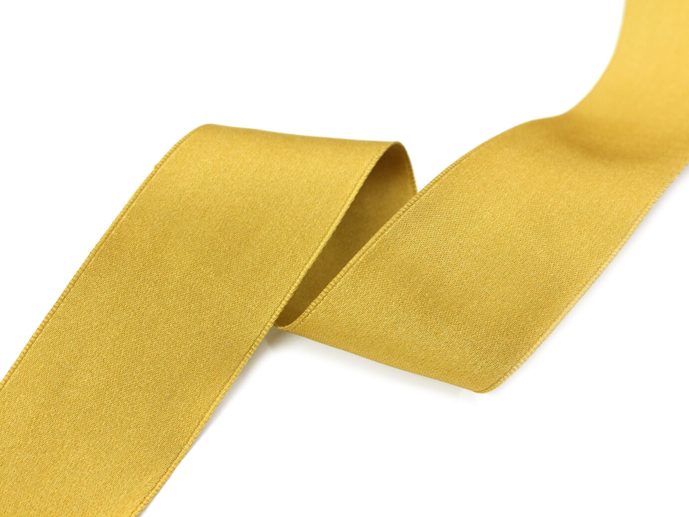 Шелковая сатиновая лента Mokuba 3,7 см, цвет Желтый