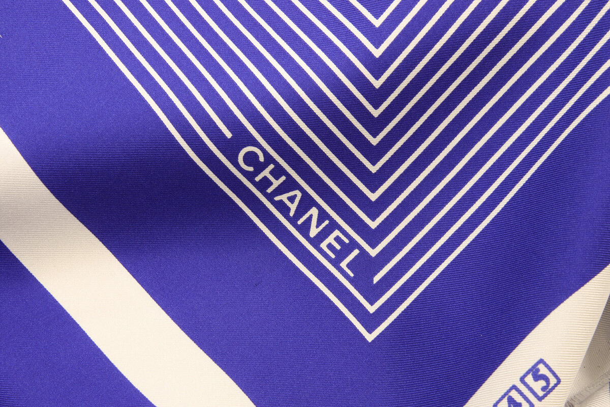 Шелковый платок Chanel, цвет Синий, фото 2