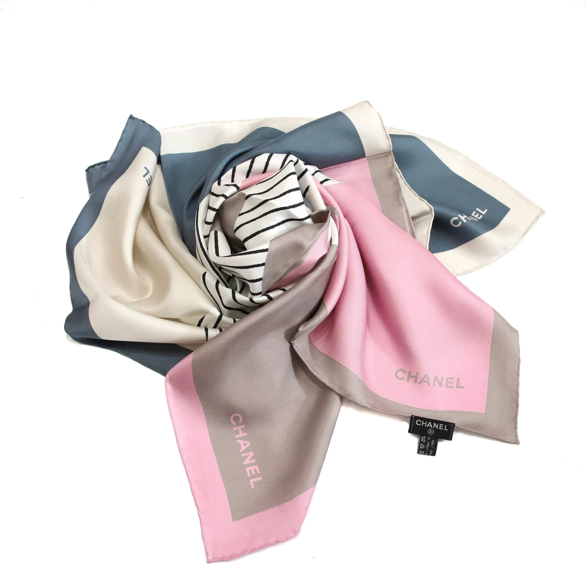 Шелковый платок Chanel 90х90 см, цвет Розовый, фото 1