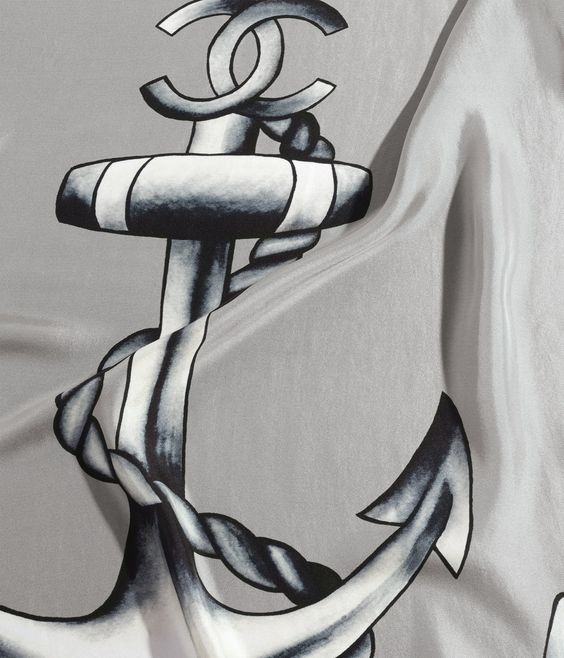 Шелковый платок Chanel 90х90 см, цвет Серый, фото 1