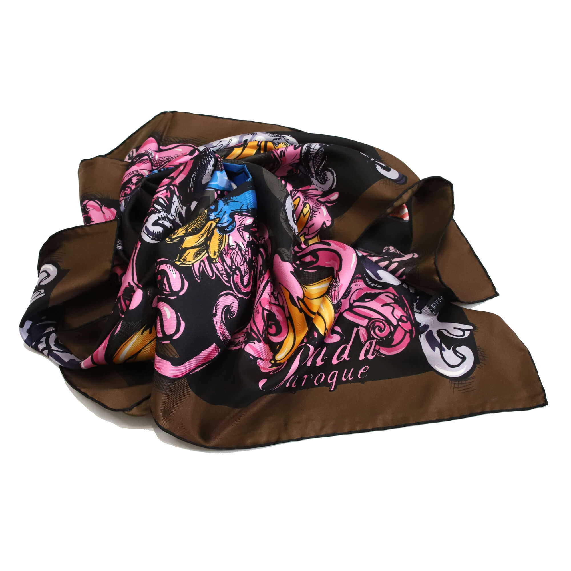 Шелковый платок Prada 90х90 см, цвет Коричневый, фото 1