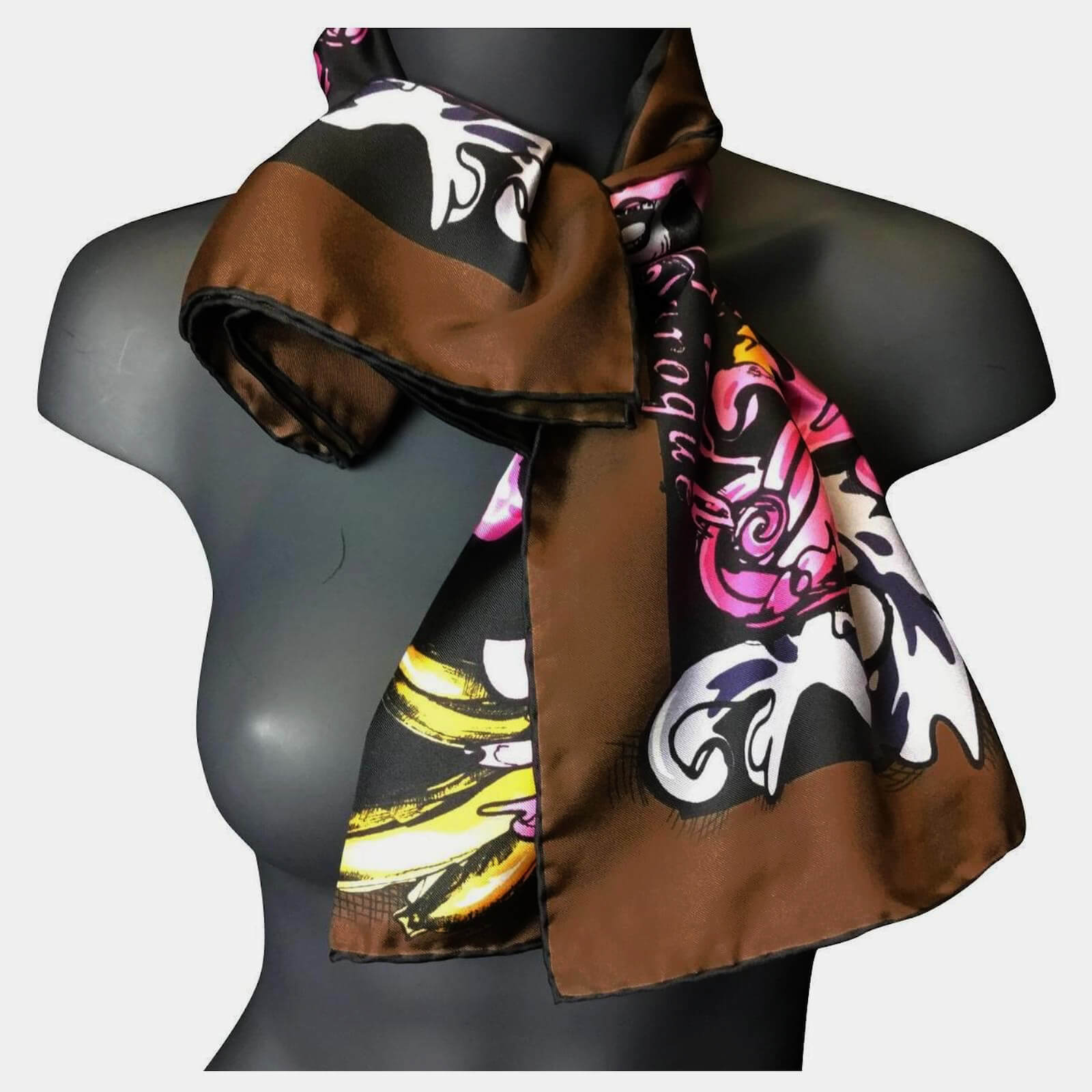 Шелковый платок Prada 90х90 см, цвет Коричневый, фото 2