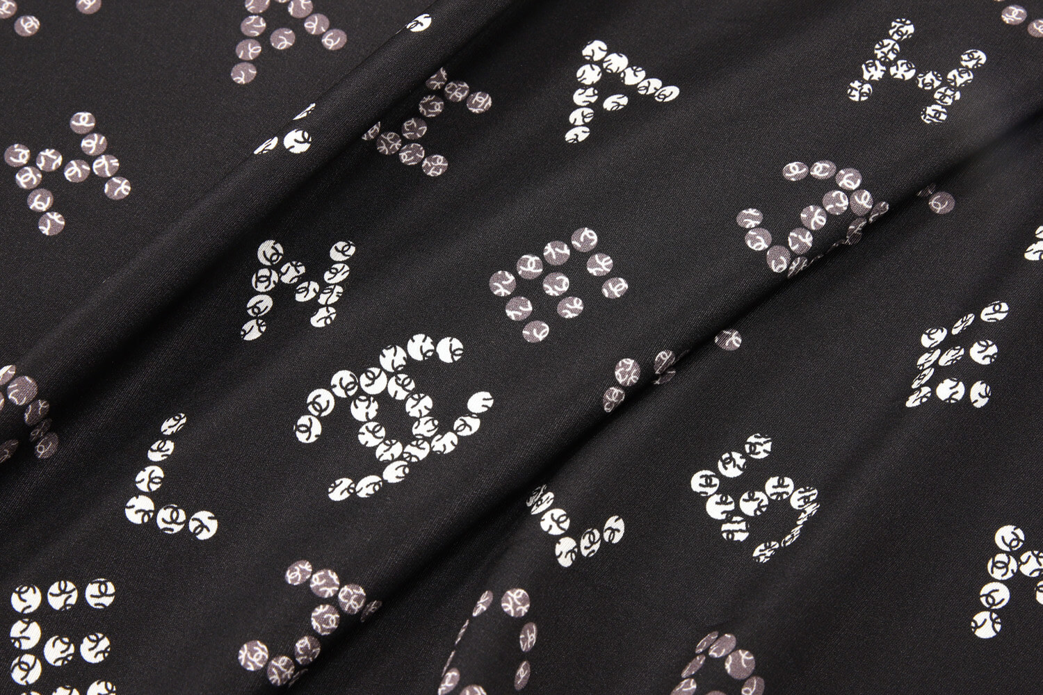 Шелковый сатин Chanel, цвет Черно-белый, фото 1