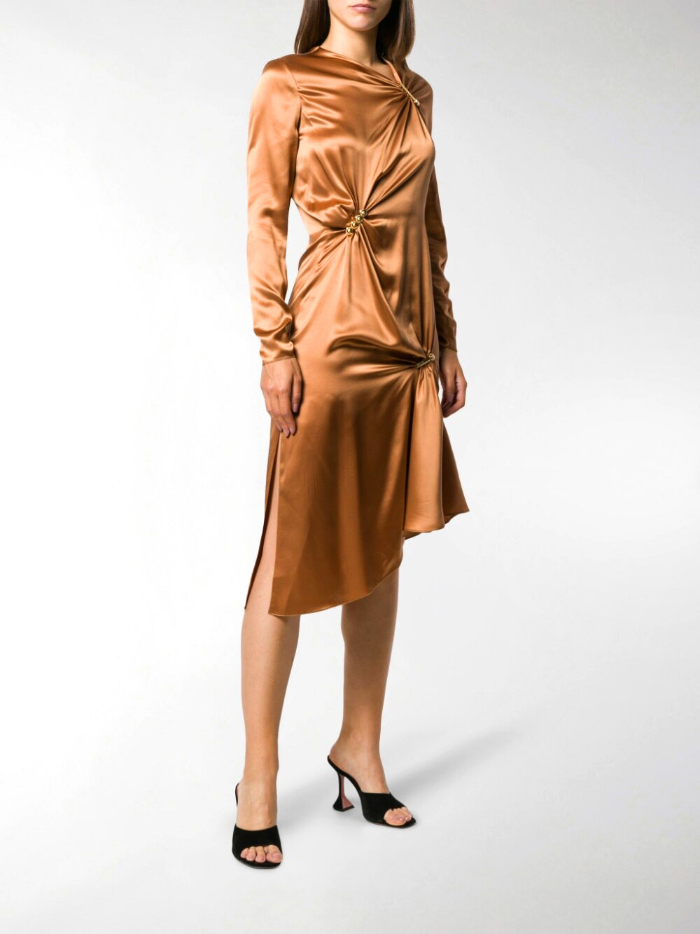 Шелковый сатин с эластаном Versace, цвет Коричневый, фото 2