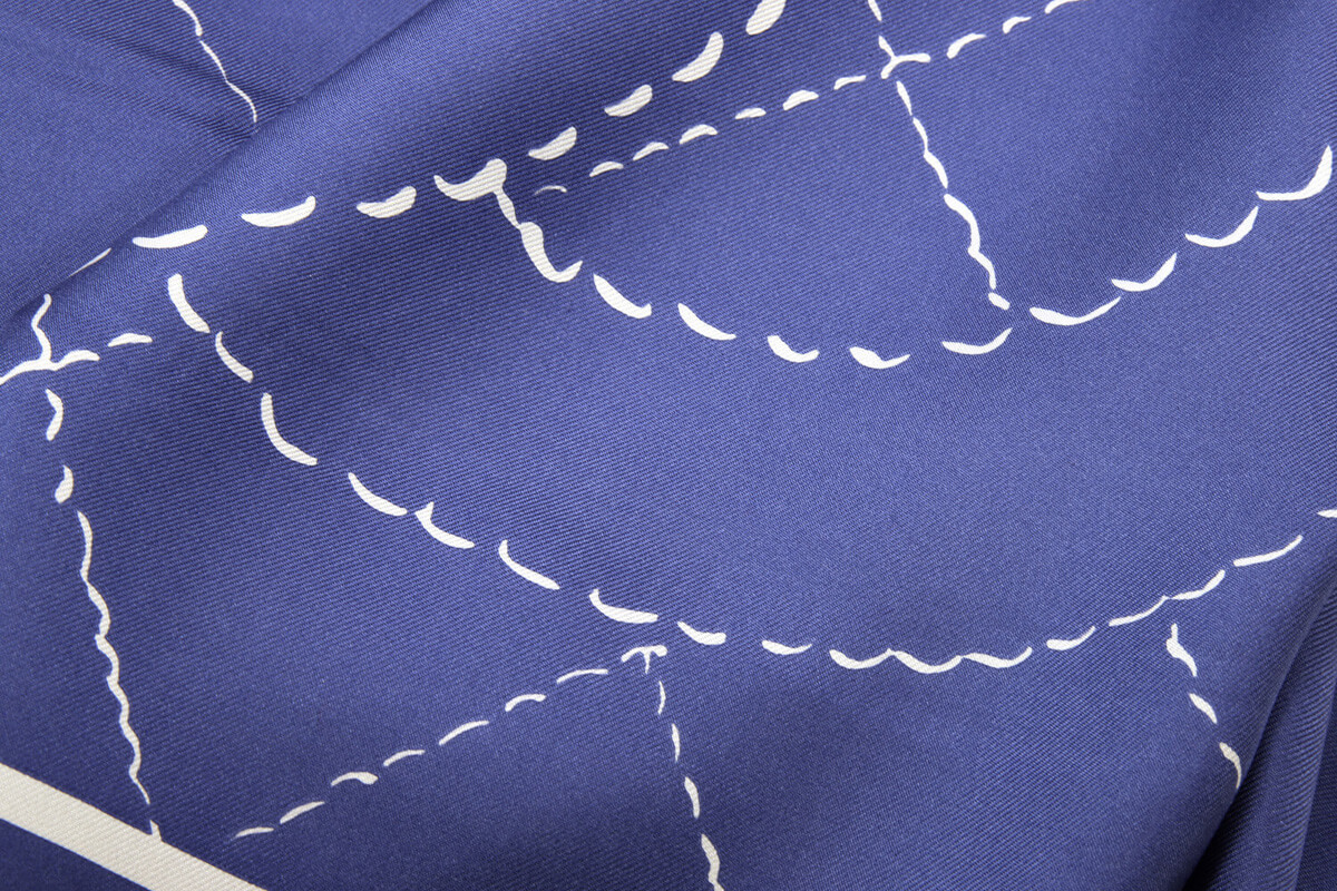 Шелковый шарф Chanel, цвет Синий, фото 2
