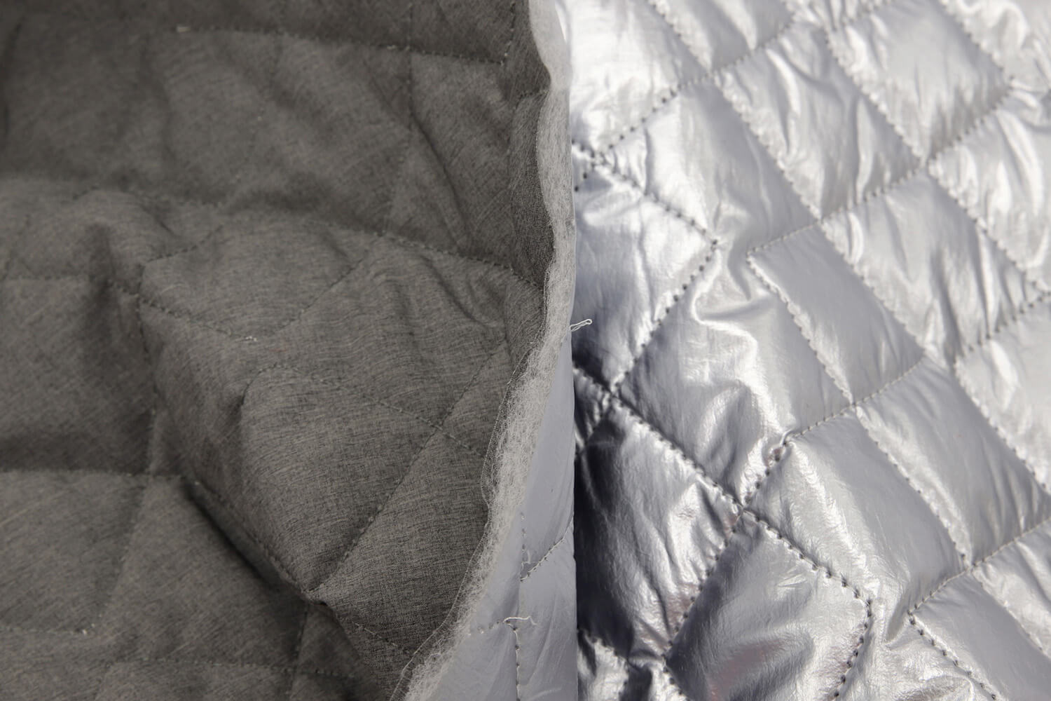Стеганая курточная ткань, цвет Серебро, фото 2