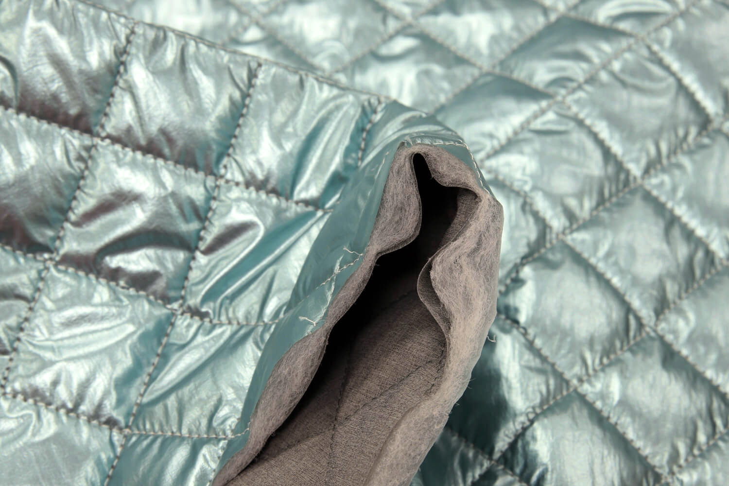 Стеганая курточная ткань, цвет Голубой, фото 2