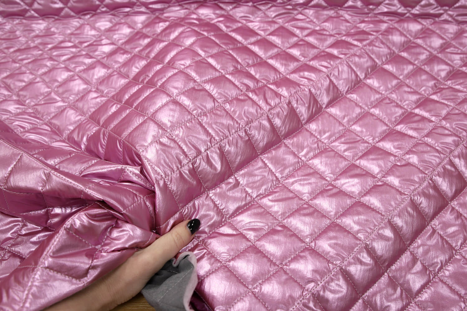 Стеганая курточная ткань, цвет Розовый, фото 1