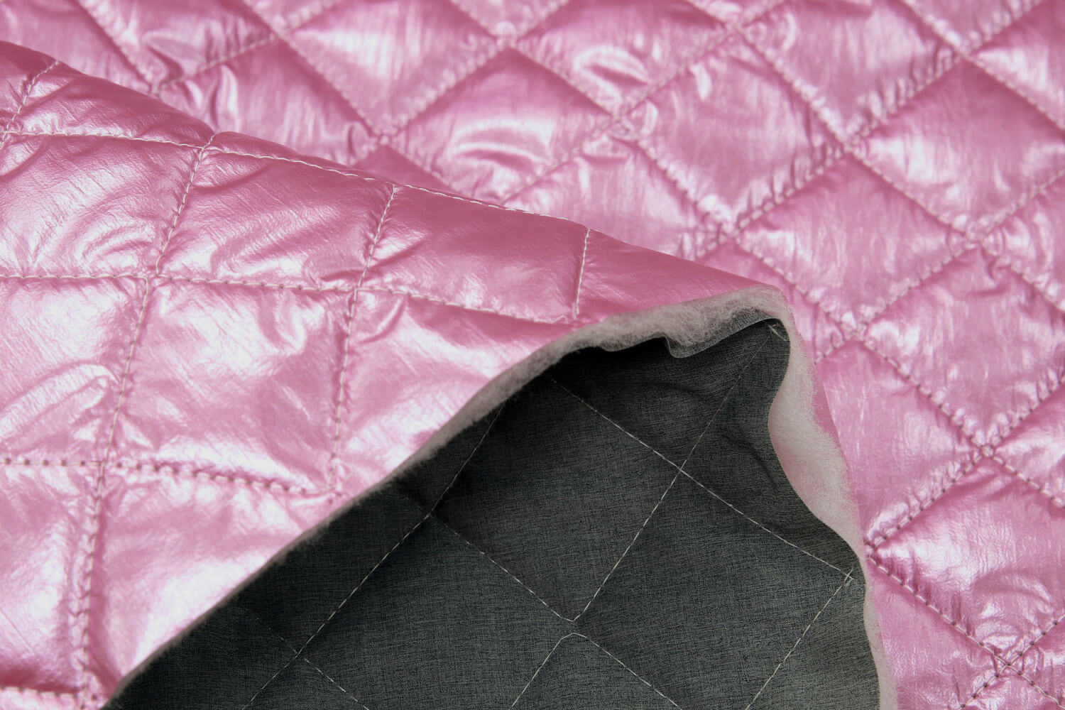Стеганая курточная ткань, цвет Розовый, фото 2