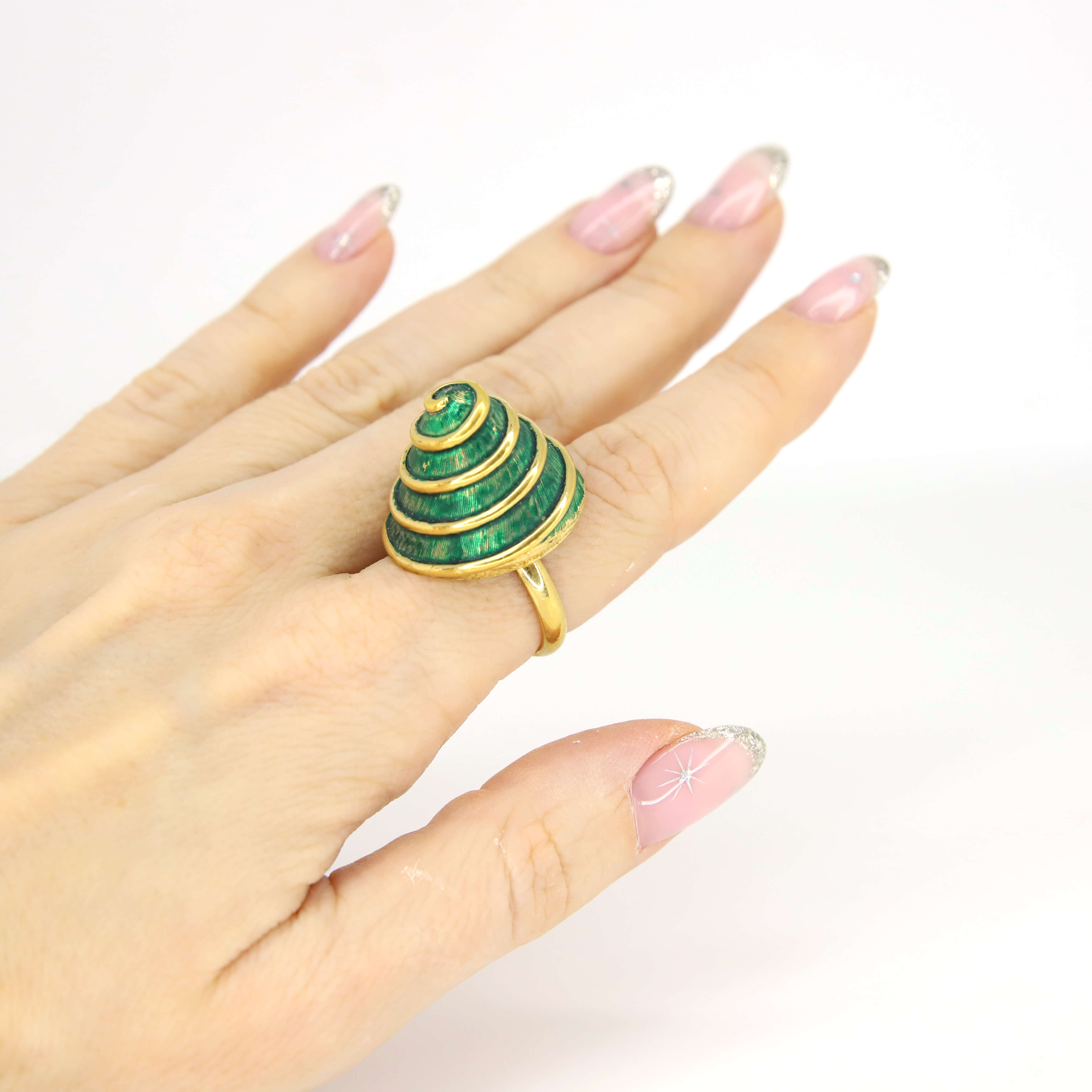 Винтажное кольцо Boucher размер 16.5-17.5, цвет Зеленый, фото 2