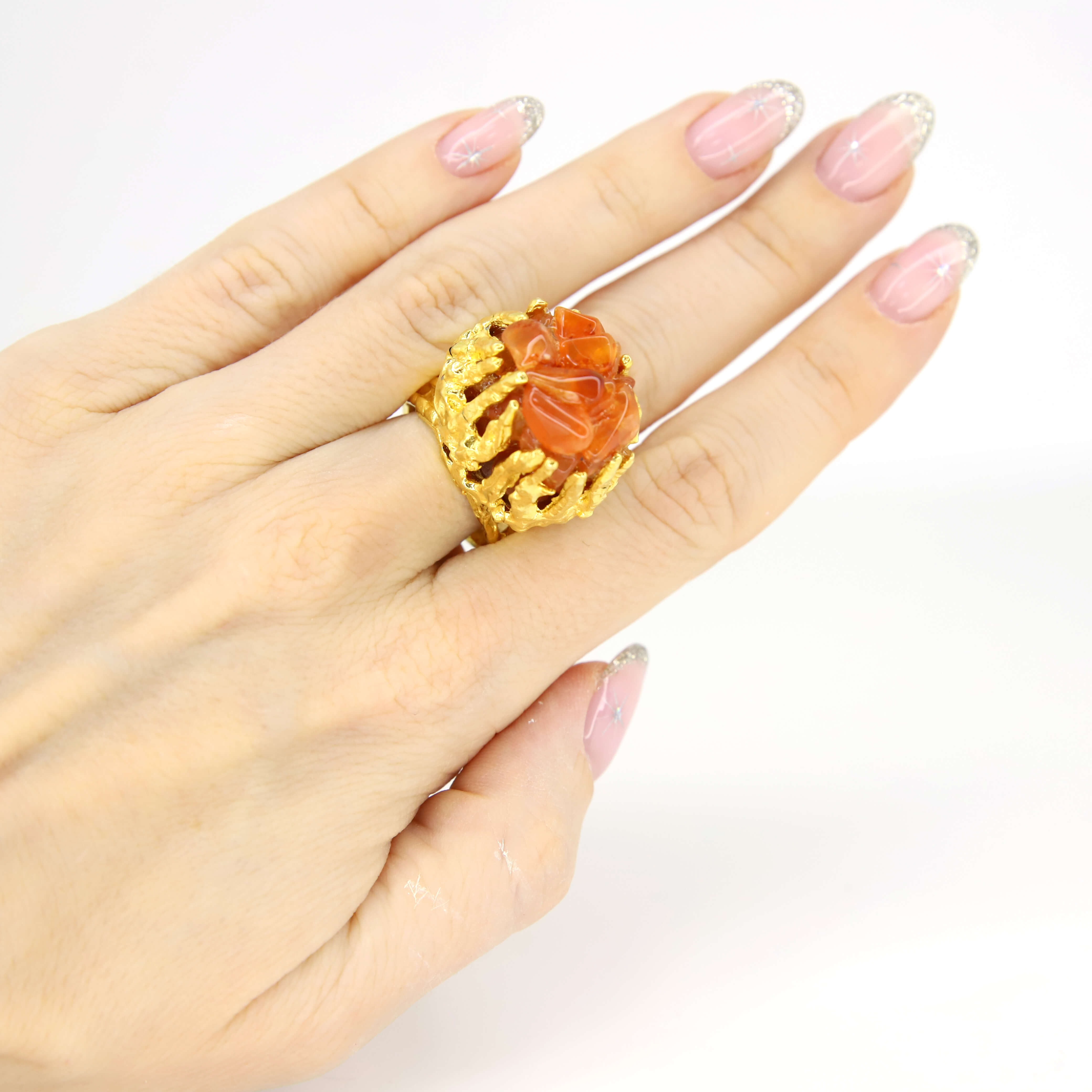 Винтажное кольцо Hobe размер 15.5-18, цвет Оранжевый, фото 1