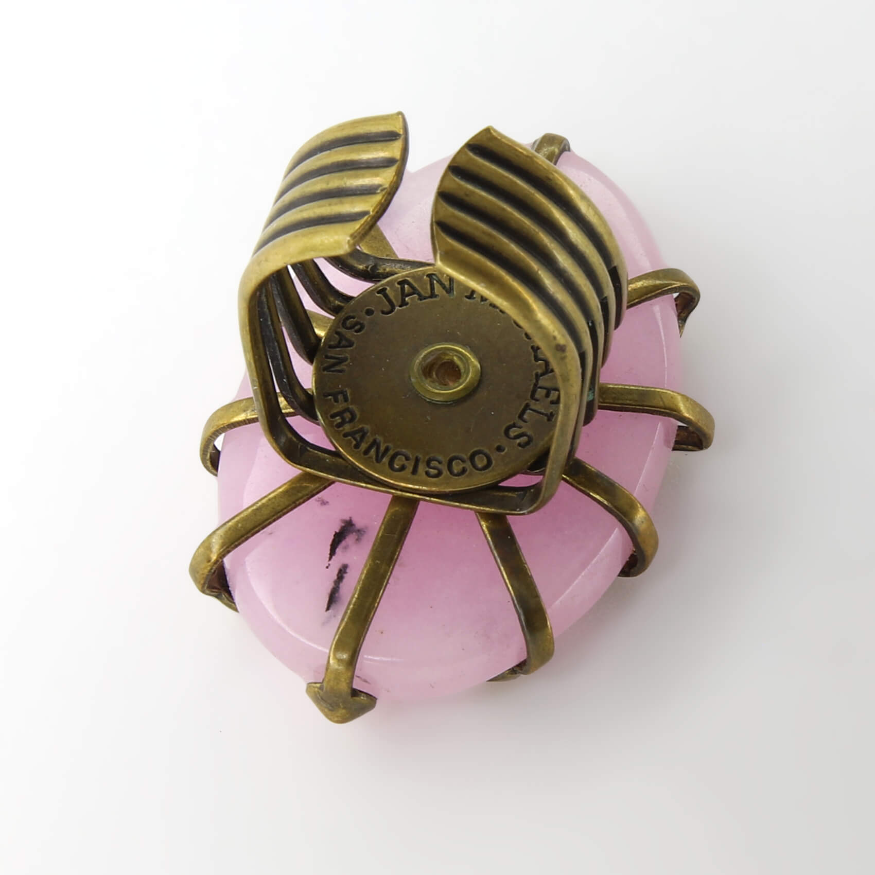Винтажное кольцо Jan Mickaels с агатом размер 16.5-18, цвет Розовый, фото 2