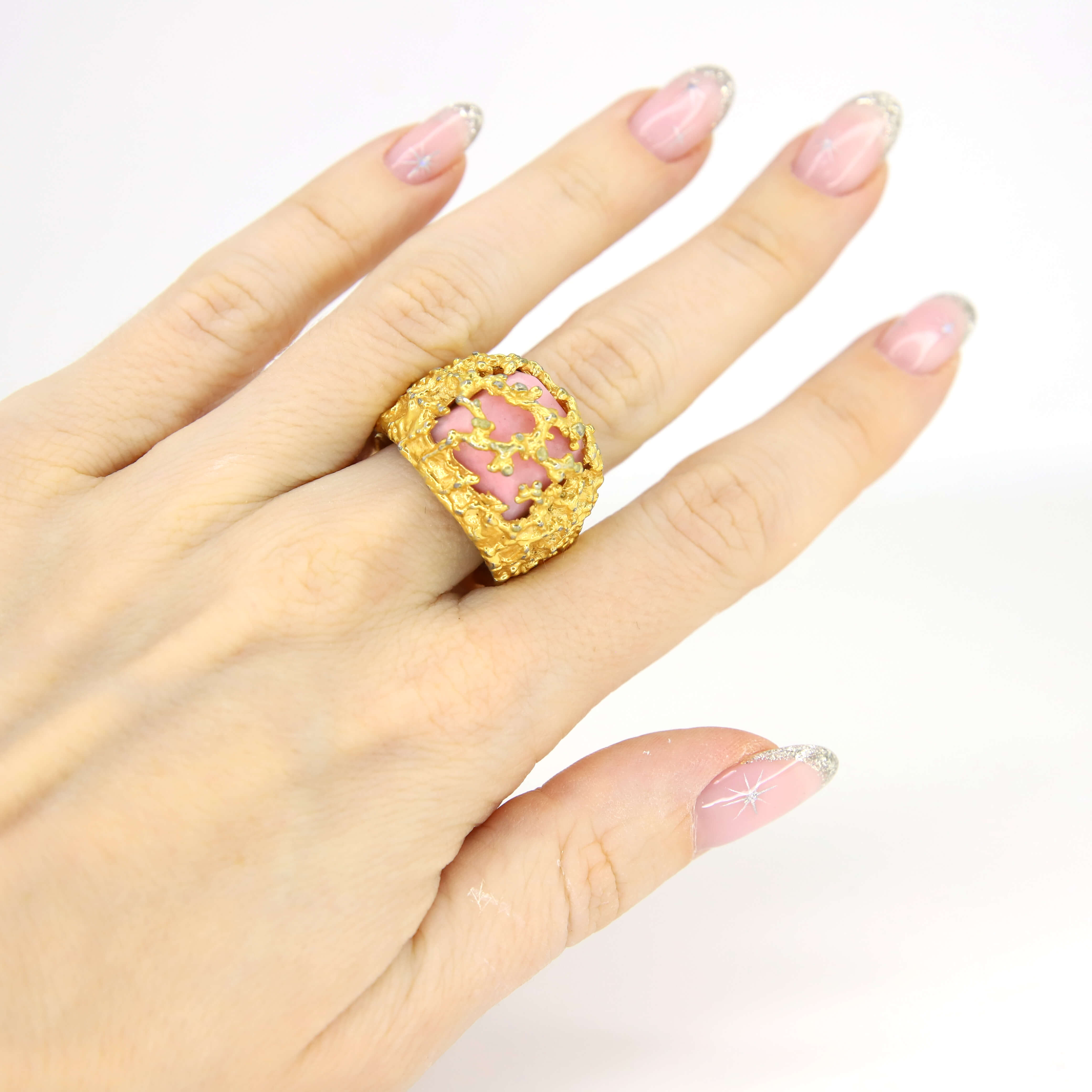 Винтажное кольцо размер 15.5-18, цвет Розовый, фото 1
