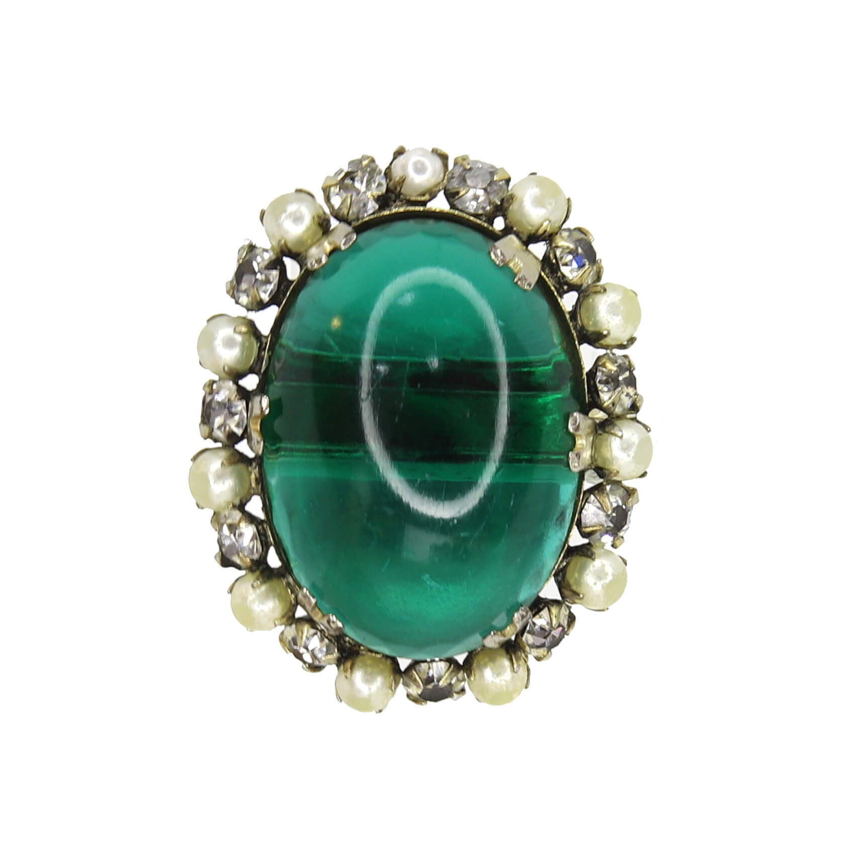 Винтажное кольцо размер 16,5-18 ВИДЕО, цвет Зеленый