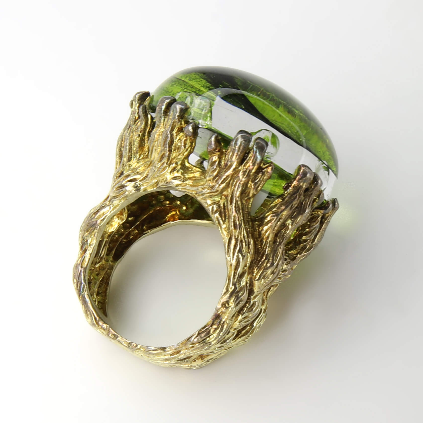 Винтажное кольцо размер 16,5 ВИДЕО, цвет Зеленый, фото 2