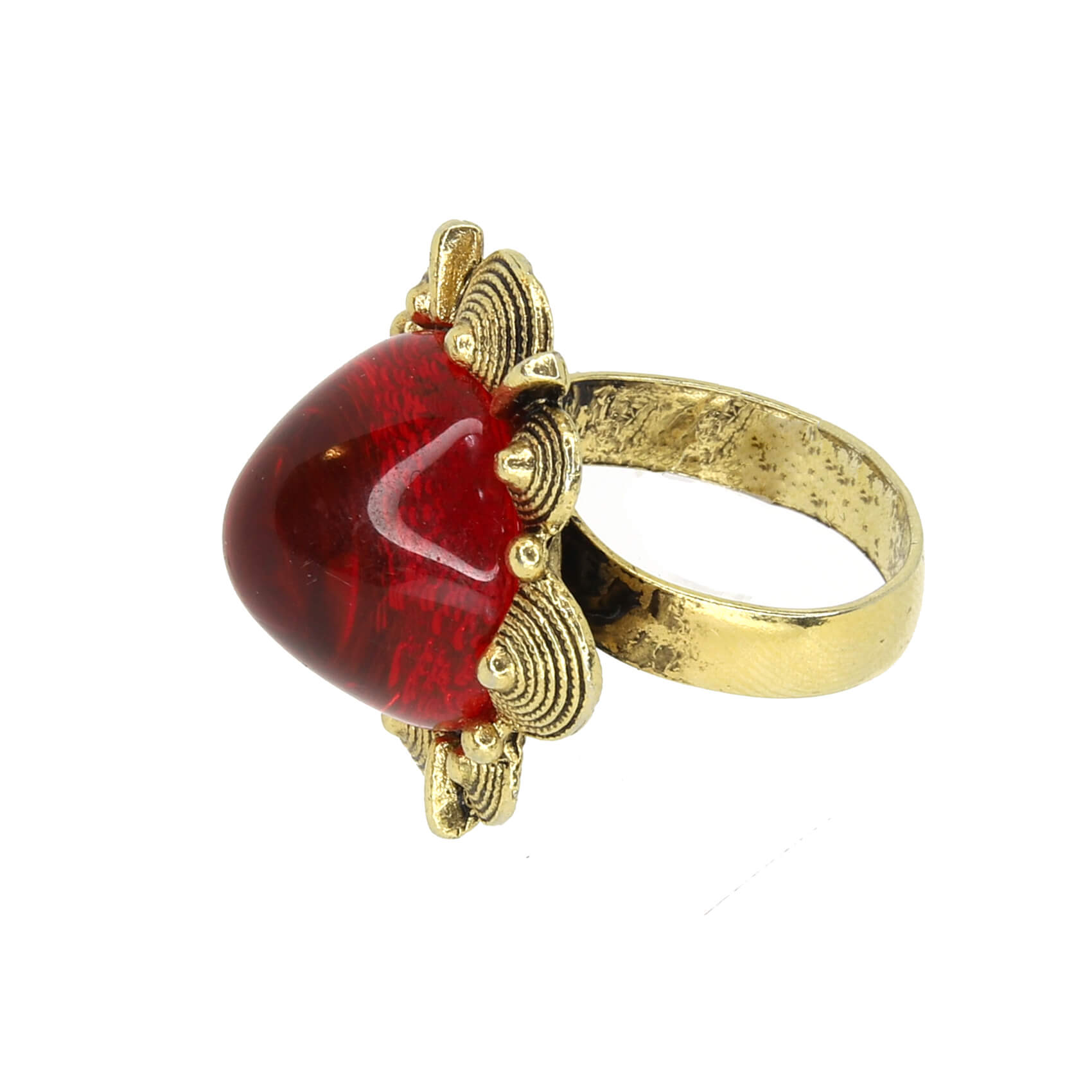 Винтажное кольцо с кабошоном размер 16.5-18, цвет Красный, фото 1