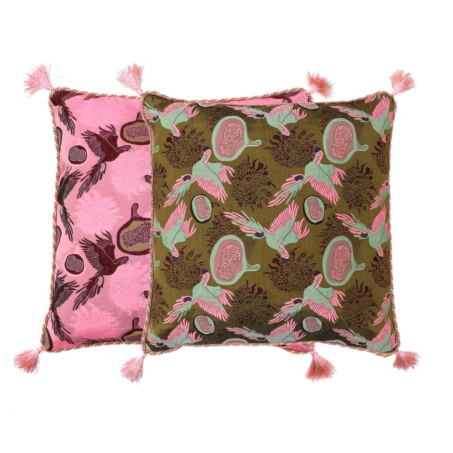 Декоративная подушка двусторонняя с кистями и шнуром 50х50см, цвет Розовый, фото 3